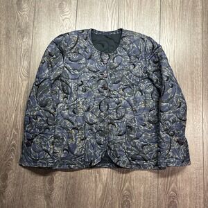 Vintage Emanuel Ungaro Parallele Paris‎ Blue Black Gold Swirl Quilted Jacket Med
